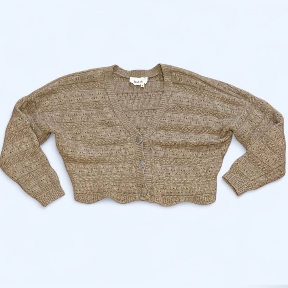 Ba&sh The Harold Cardigan Knit Wool-Blend in Light Beige Size XS